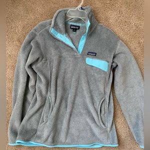 EUC Patagonia fleece sweatshirt, gray and blue, size XL